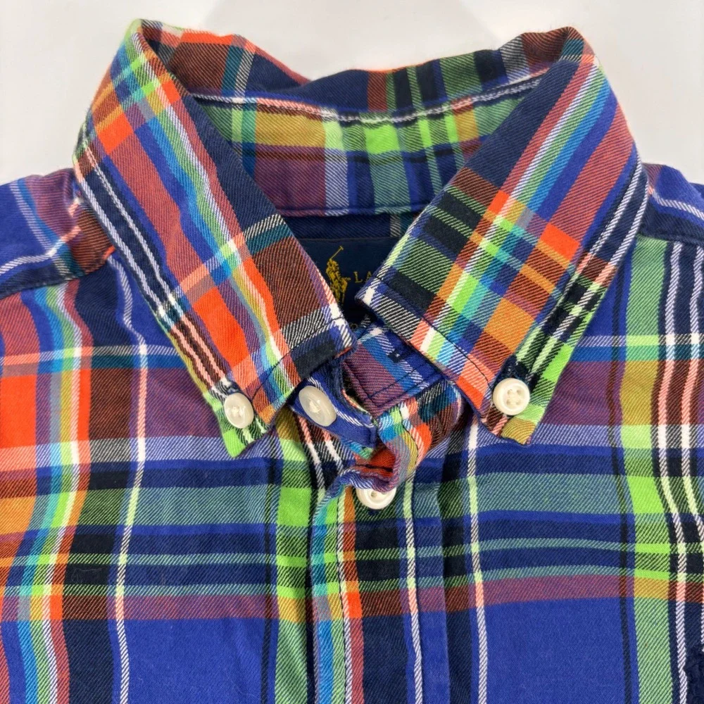 Ralph‎ Lauren 3T Kids Plaid Button Down Shirt Long Sleeve Cotton